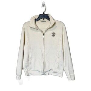 WOMENS FULL ZIP UP JACKET SZ SMALL 100% PRIMA COTTON PREPPY  POCKETS